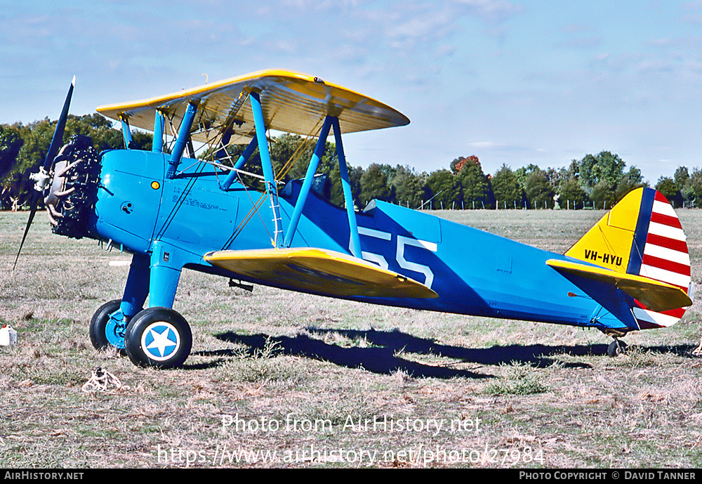 Aircraft Photo of VH-HYU | Stearman PT-13B Kaydet (A75) | AirHistory.net #27984