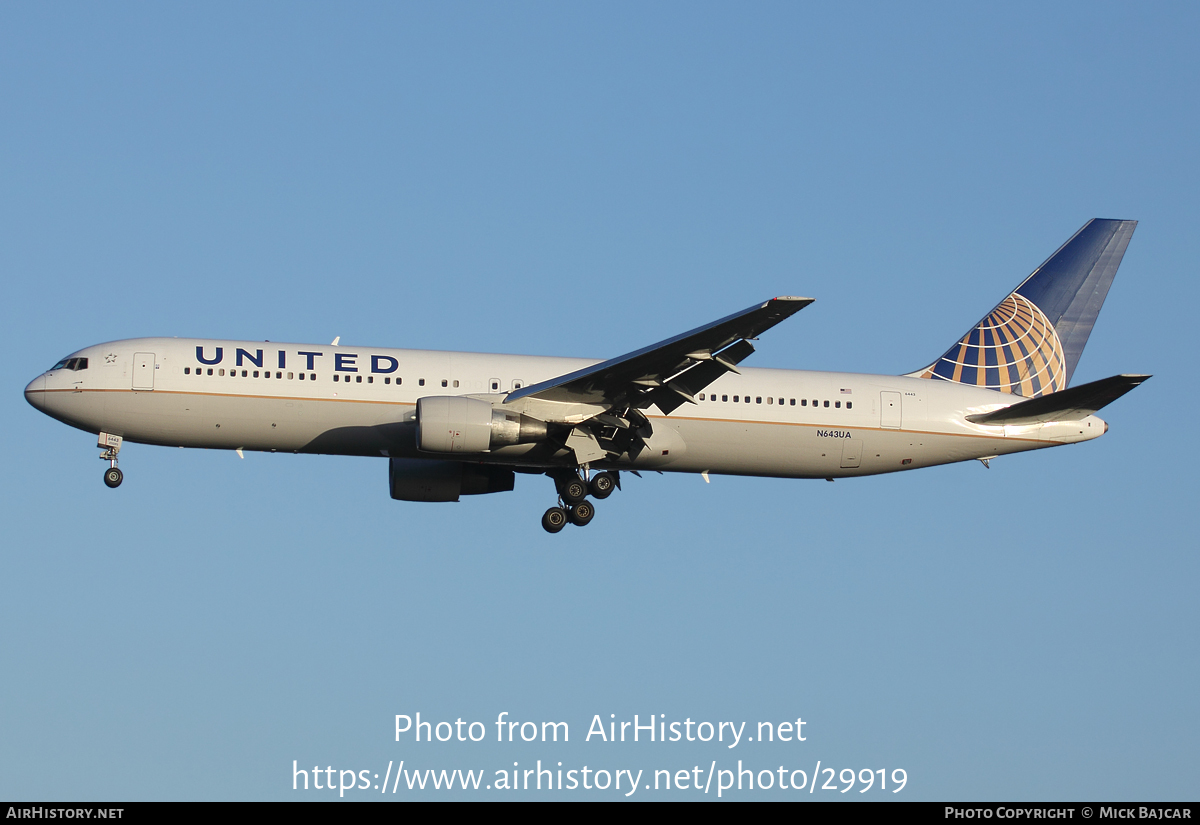 Aircraft Photo of N643UA | Boeing 767-322/ER | United Airlines | AirHistory.net #29919