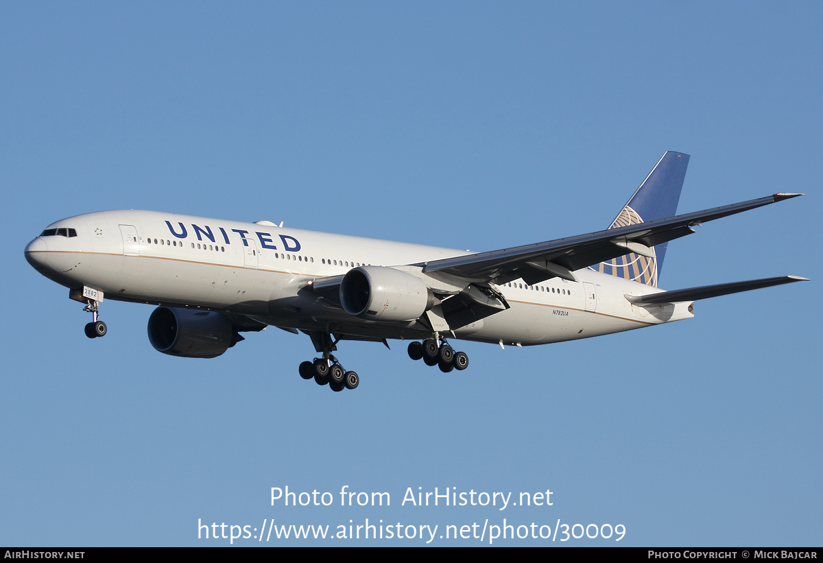 Aircraft Photo of N782UA | Boeing 777-222/ER | United Airlines | AirHistory.net #30009