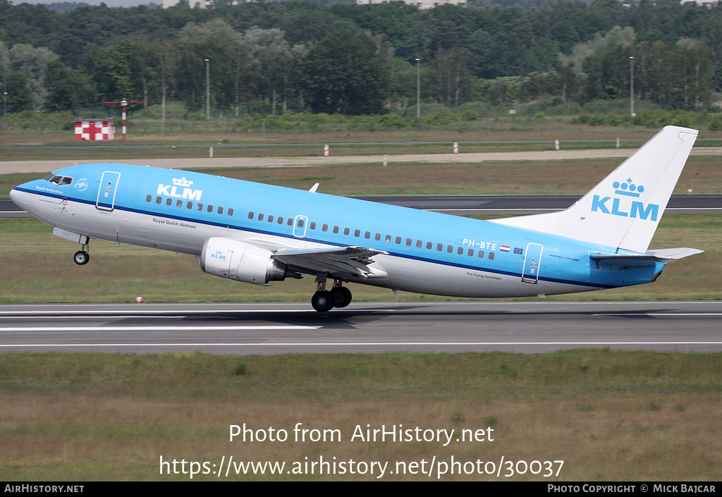 Aircraft Photo of PH-BTE | Boeing 737-306 | KLM - Royal Dutch Airlines | AirHistory.net #30037