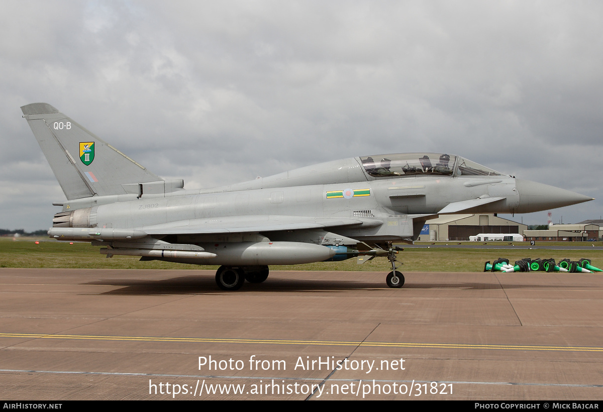 Aircraft Photo of ZJ802 | Eurofighter EF-2000 Typhoon T3 | UK - Air Force | AirHistory.net #31821