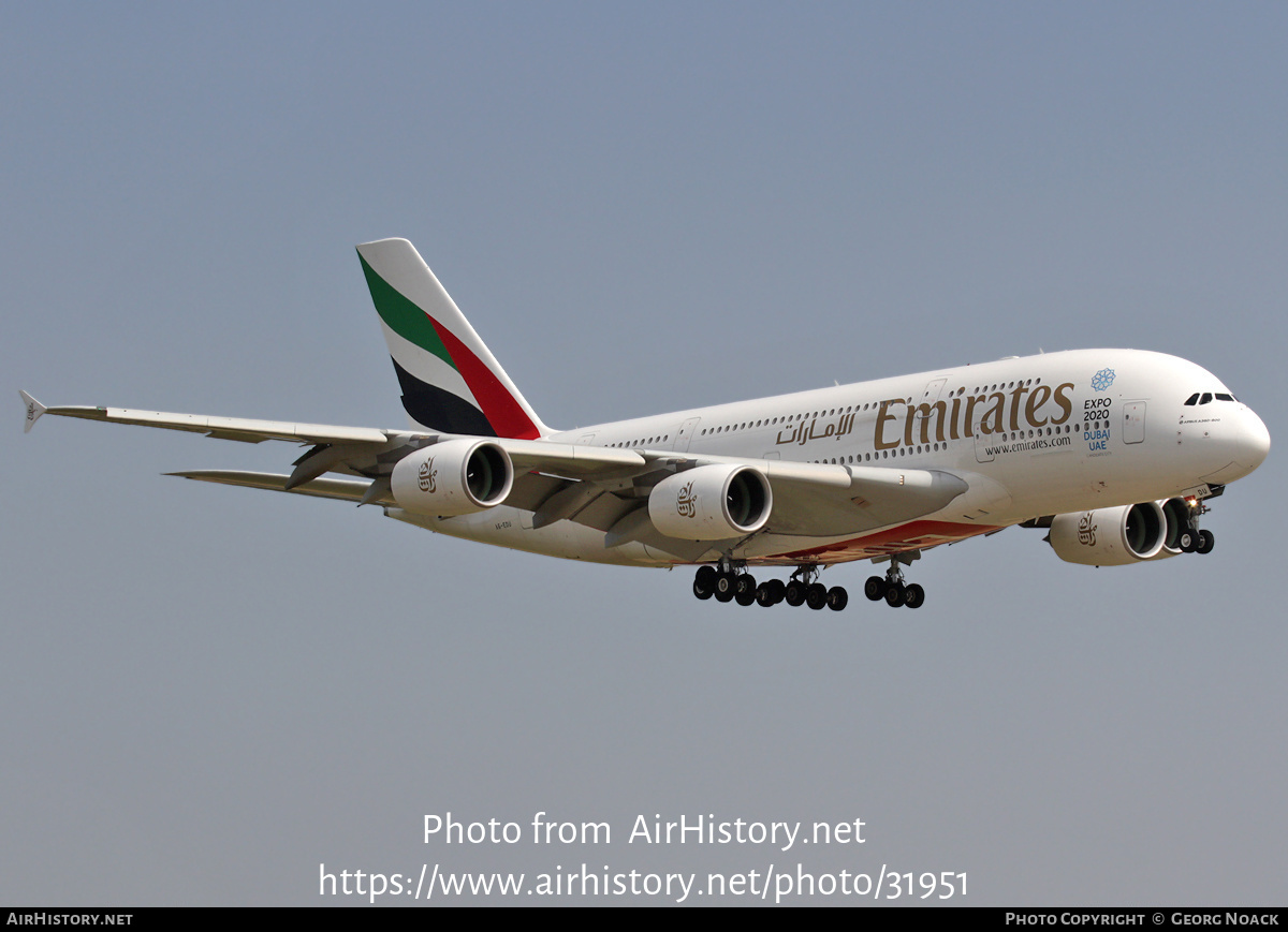 Aircraft Photo of A6-EDU | Airbus A380-861 | Emirates | AirHistory.net #31951