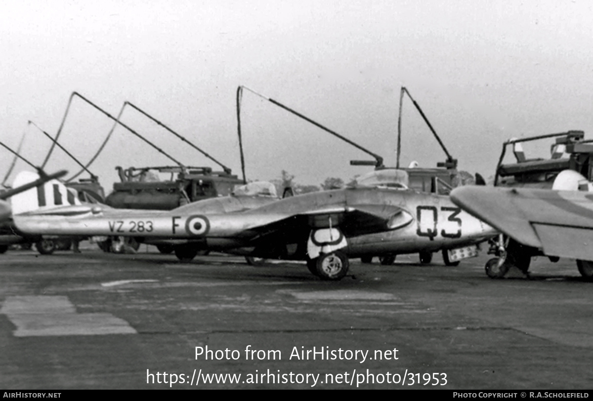 Aircraft Photo of VZ283 | De Havilland D.H. 100 Vampire FB5 | UK - Air Force | AirHistory.net #31953