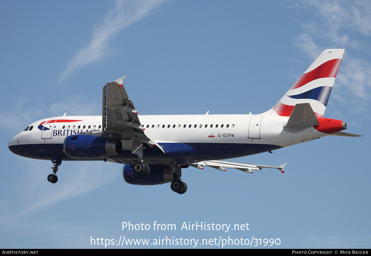 Aircraft Photo of G-EUPW | Airbus A319-131 | British Airways | AirHistory.net #31990