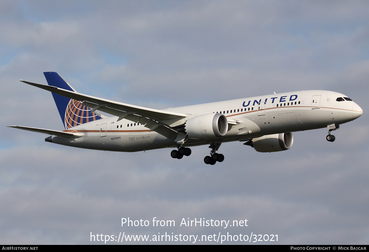 Aircraft Photo of N20904 | Boeing 787-8 Dreamliner | United Airlines | AirHistory.net #32021