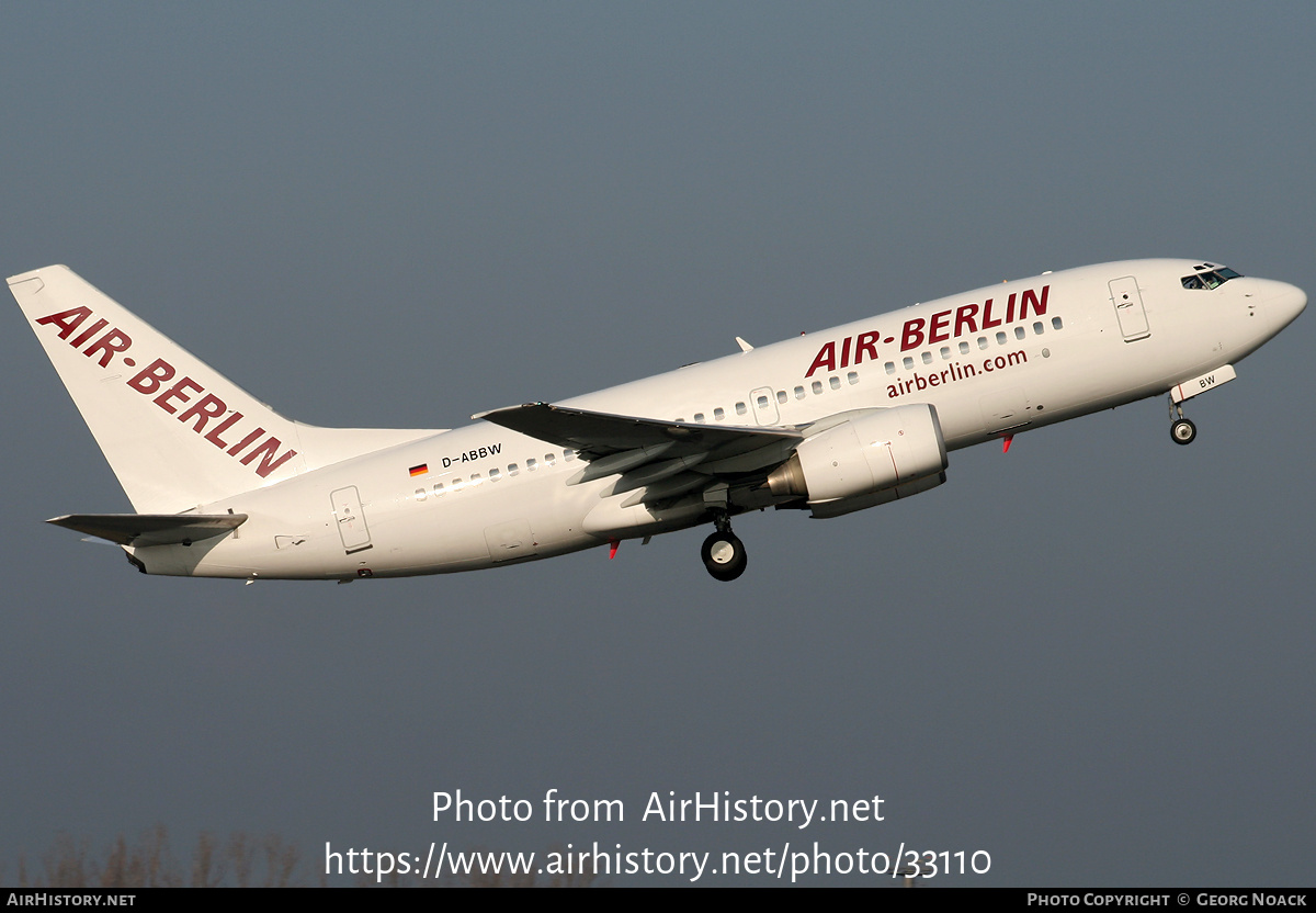 Aircraft Photo of D-ABBW | Boeing 737-7Q8 | Air Berlin | AirHistory.net #33110