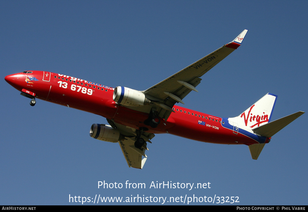 Aircraft Photo of VH-VON | Boeing 737-8FE | Virgin Blue Airlines | AirHistory.net #33252