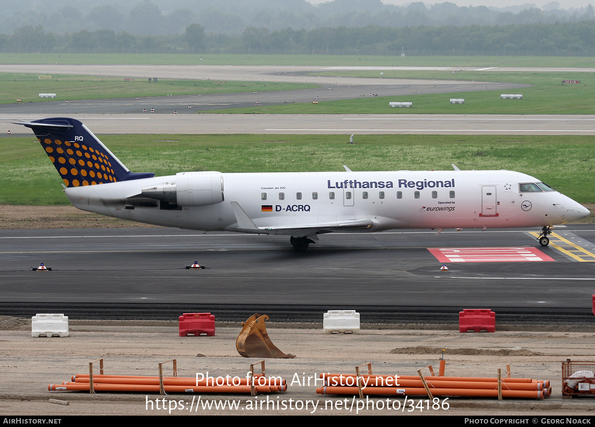 Aircraft Photo of D-ACRQ | Bombardier CRJ-200LR (CL-600-2B19) | Lufthansa Regional | AirHistory.net #34186