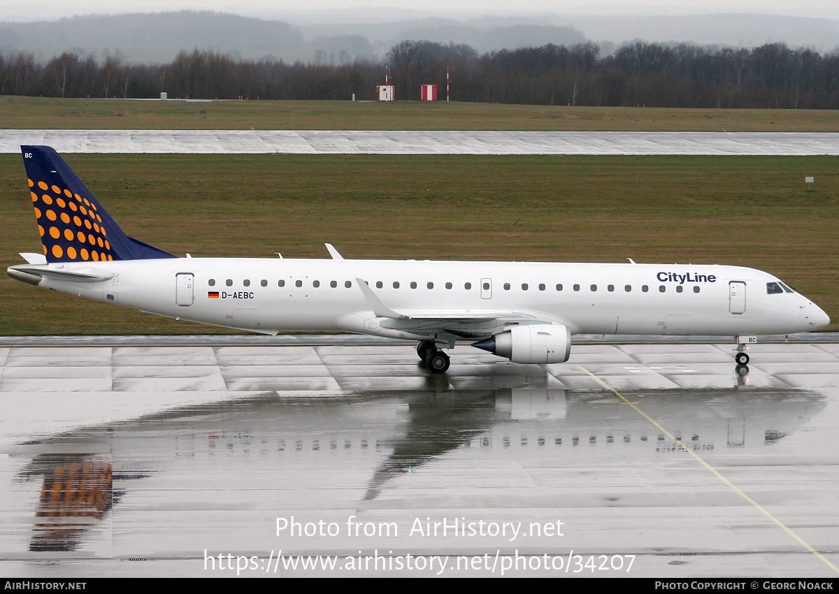 Aircraft Photo of D-AEBC | Embraer 195LR (ERJ-190-200LR) | Lufthansa CityLine | AirHistory.net #34207