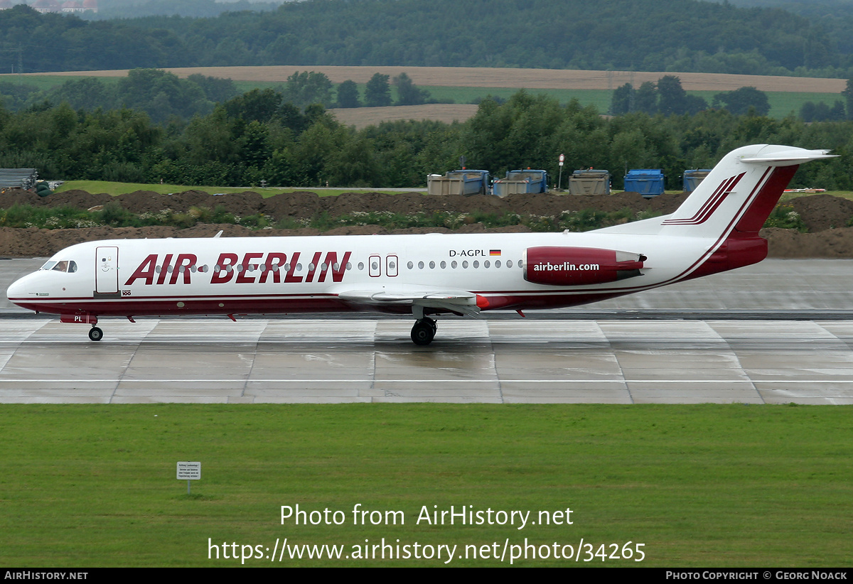 Aircraft Photo of D-AGPL | Fokker 100 (F28-0100) | Air Berlin | AirHistory.net #34265