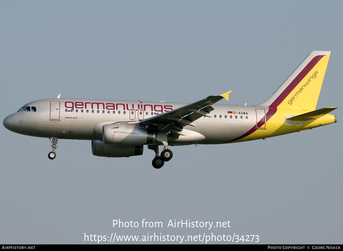 Aircraft Photo of D-AGWA | Airbus A319-132 | Germanwings | AirHistory.net #34273