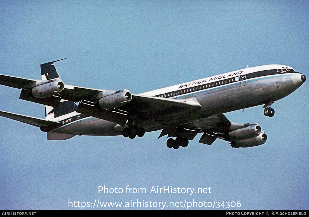 Aircraft Photo of G-AYVE | Boeing 707-321 | British Midland Airways - BMA | AirHistory.net #34306