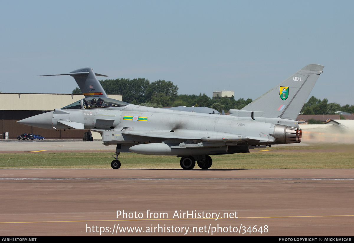 Aircraft Photo of ZJ918 | Eurofighter EF-2000 Typhoon FGR4 | UK - Air Force | AirHistory.net #34648