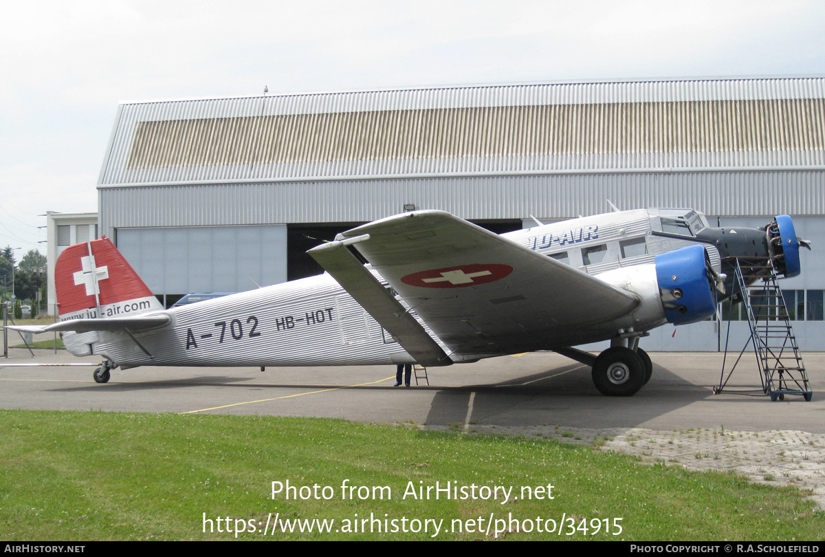 Aircraft Photo of HB-HOT / A-702 | Junkers Ju 52/3m ge | Ju-Air | Switzerland - Air Force | AirHistory.net #34915