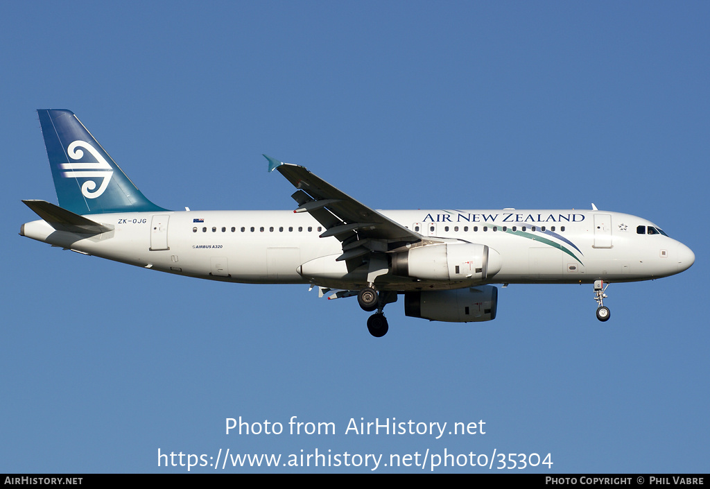 Aircraft Photo of ZK-OJG | Airbus A320-232 | Air New Zealand | AirHistory.net #35304