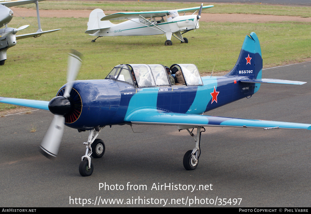 Aircraft Photo of VH-YGC | Yakovlev Yak-52 | Soviet Union - Air Force | AirHistory.net #35497