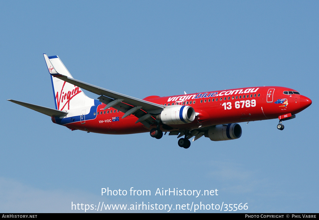 Aircraft Photo of VH-VOC | Boeing 737-8BK | Virgin Blue Airlines | AirHistory.net #35566