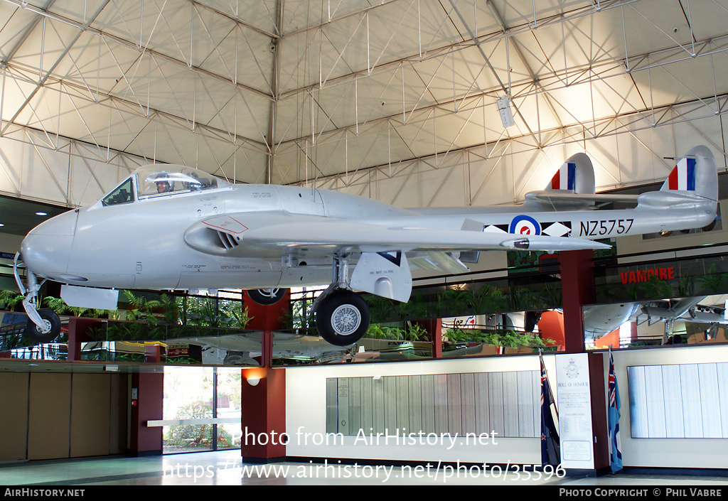 Aircraft Photo of NZ5757 | De Havilland D.H. 100 Vampire FB5 | New Zealand - Air Force | AirHistory.net #35596