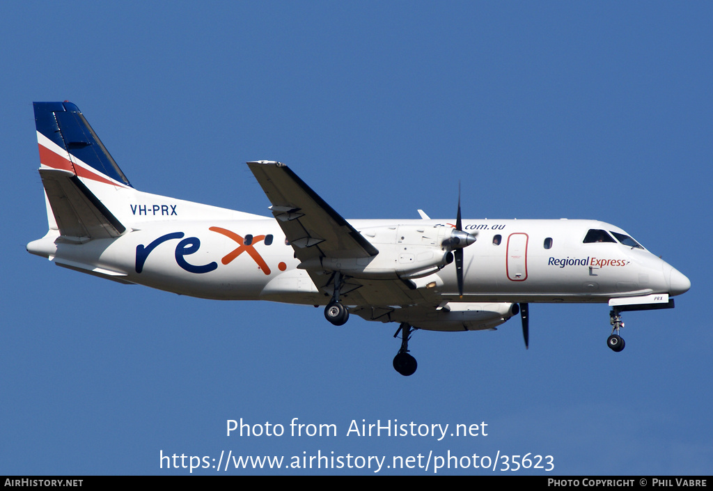 Aircraft Photo of VH-PRX | Saab 340B | REX - Regional Express | AirHistory.net #35623