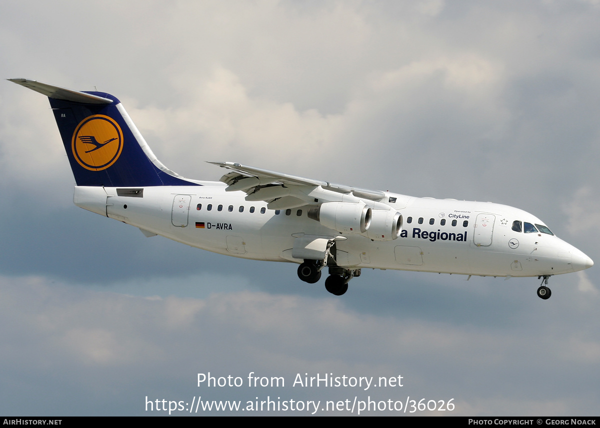 Aircraft Photo of D-AVRA | British Aerospace Avro 146-RJ85 | Lufthansa Regional | AirHistory.net #36026