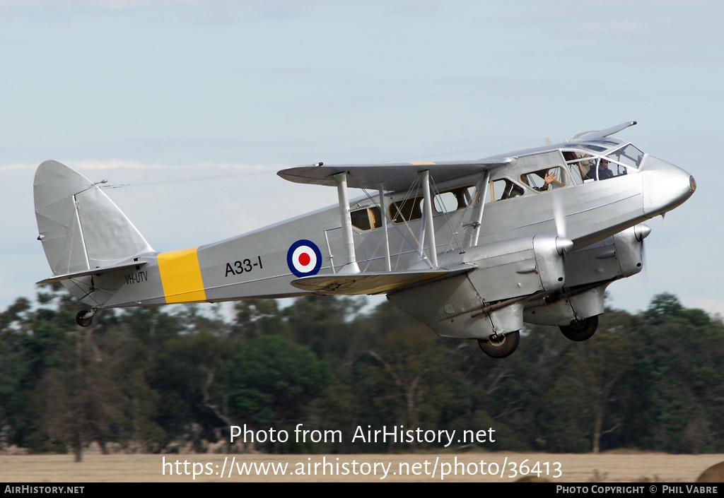 Aircraft Photo of VH-UTV / A33-1 | De Havilland D.H. 89A Dragon Rapide | Australia - Air Force | AirHistory.net #36413