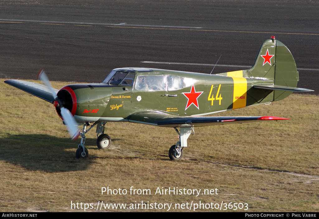 Aircraft Photo of VH-KGU / 44 yellow | Yakovlev Yak-18T | Soviet Union - Air Force | AirHistory.net #36503