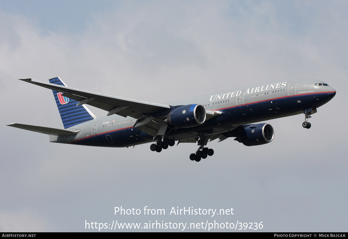 Aircraft Photo of N799UA | Boeing 777-222/ER | United Airlines | AirHistory.net #39236