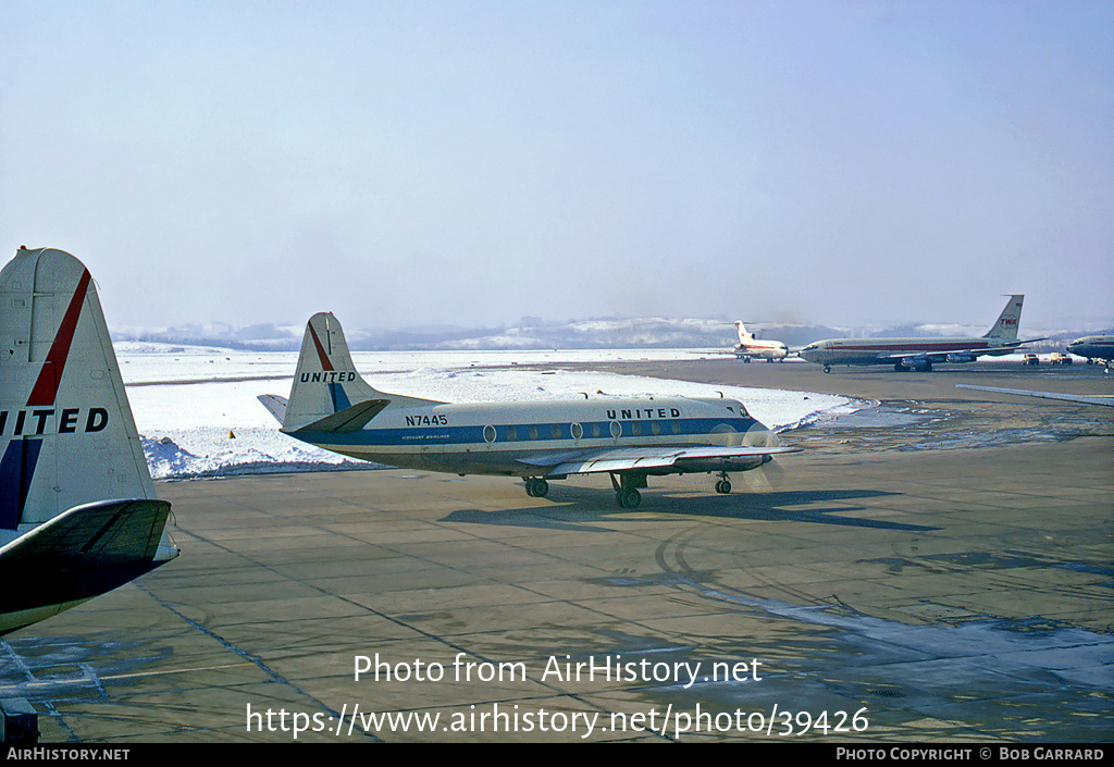 Aircraft Photo of N7445 | Vickers 745D Viscount | United Air Lines ...