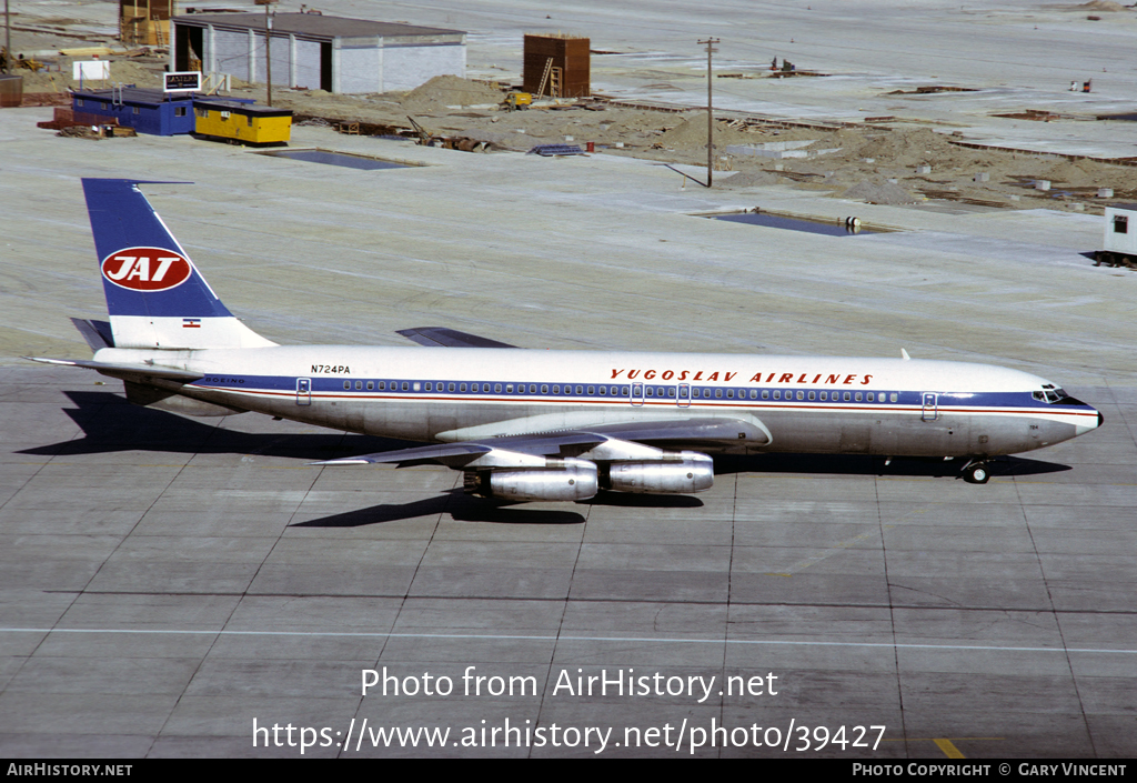 Aircraft Photo of N724PA | Boeing 707-321 | JAT Yugoslav Airlines - Jugoslovenski Aerotransport | AirHistory.net #39427