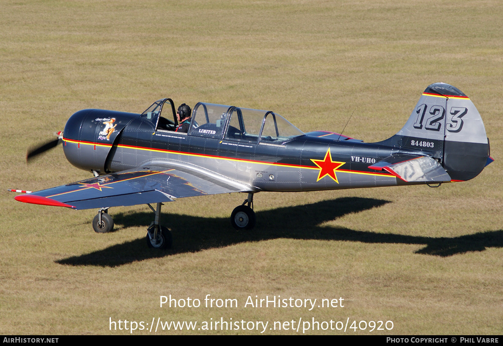 Aircraft Photo of VH-UHO | Yakovlev Yak-52 | Soviet Union - Air Force | AirHistory.net #40920