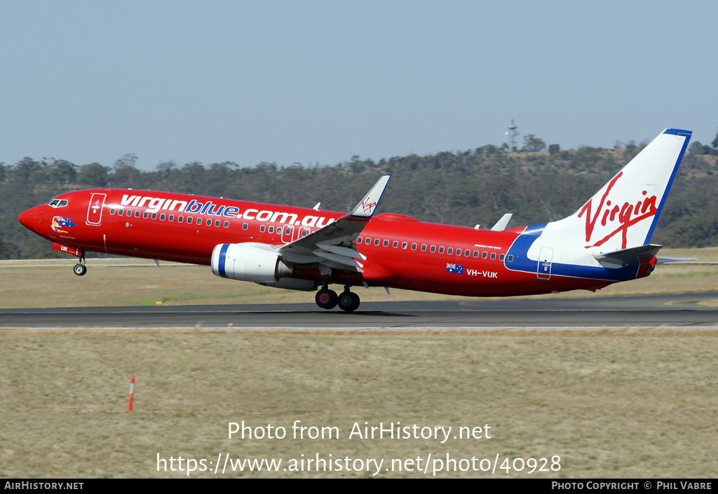 Aircraft Photo of VH-VUK | Boeing 737-8FE | Virgin Blue Airlines | AirHistory.net #40928