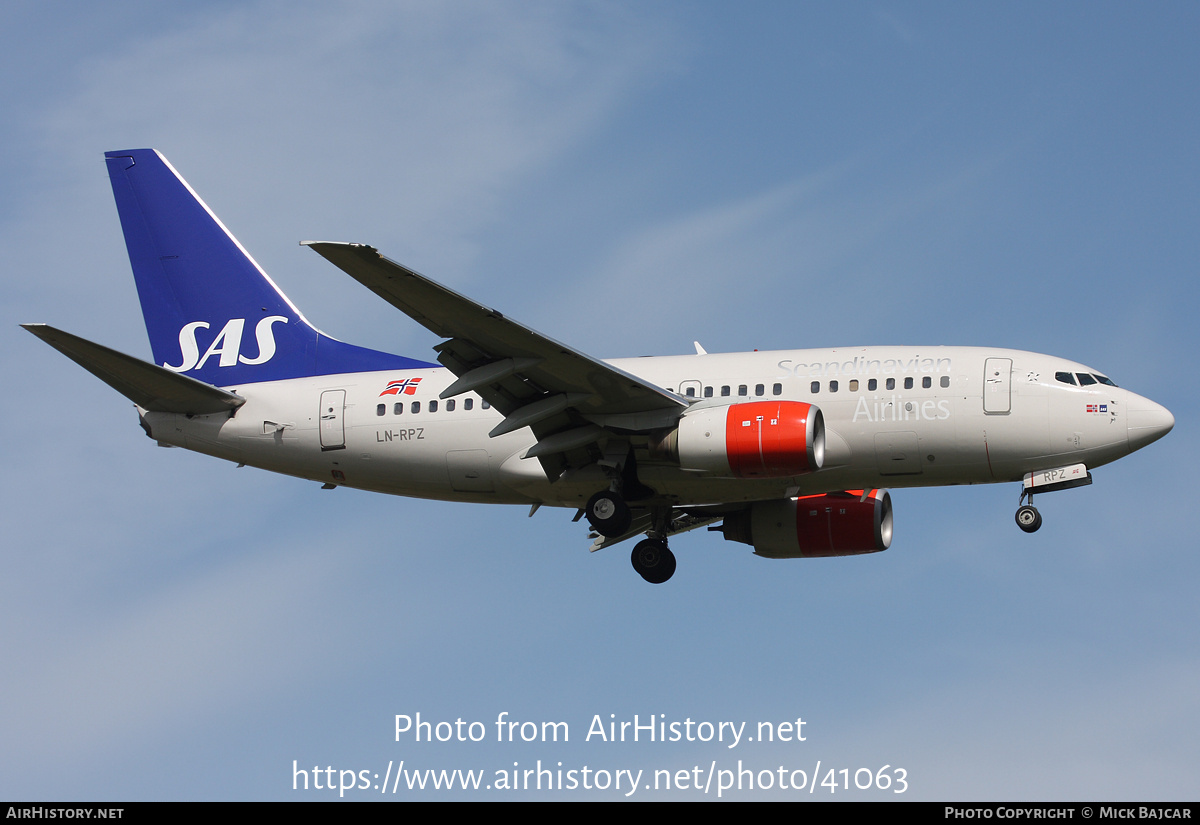 Aircraft Photo of LN-RPZ | Boeing 737-683 | Scandinavian Airlines - SAS | AirHistory.net #41063