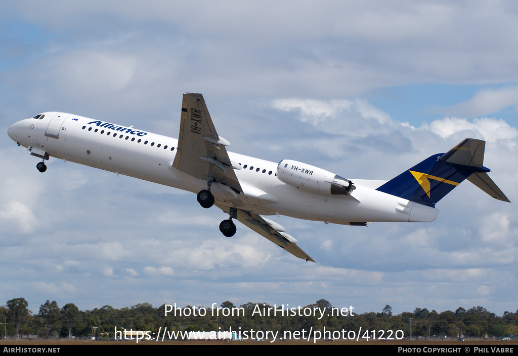 Aircraft Photo of VH-XWR | Fokker 100 (F28-0100) | Alliance Airlines | AirHistory.net #41220