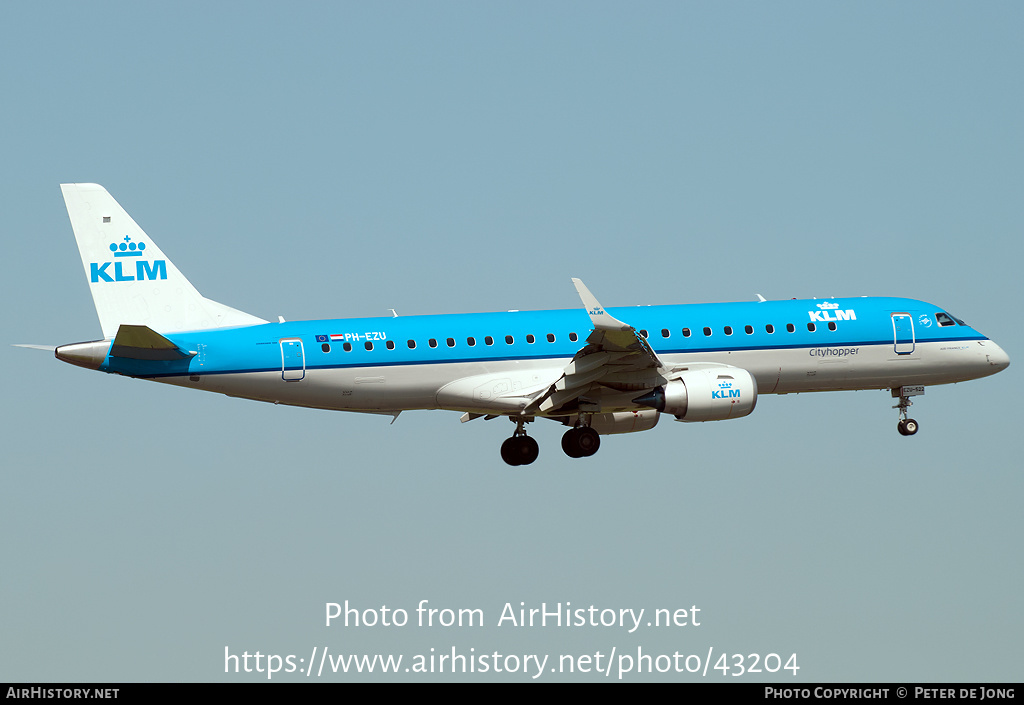 Aircraft Photo of PH-EZU | Embraer 190STD (ERJ-190-100STD) | KLM Cityhopper | AirHistory.net #43204