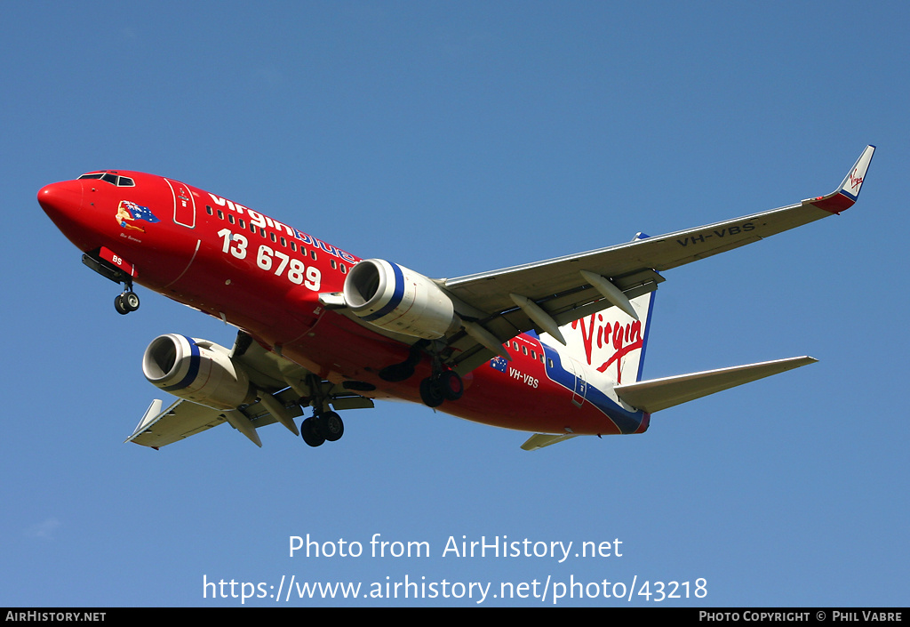 Aircraft Photo of VH-VBS | Boeing 737-7BX | Virgin Blue Airlines | AirHistory.net #43218