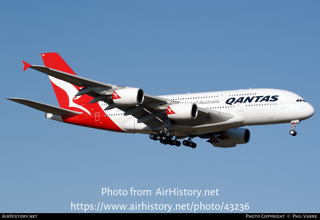 Aircraft Photo of VH-OQA | Airbus A380-842 | Qantas | AirHistory.net #43236