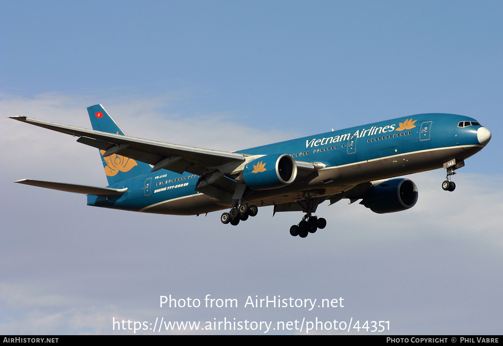 Aircraft Photo of VN-A145 | Boeing 777-26K/ER | Vietnam Airlines | AirHistory.net #44351