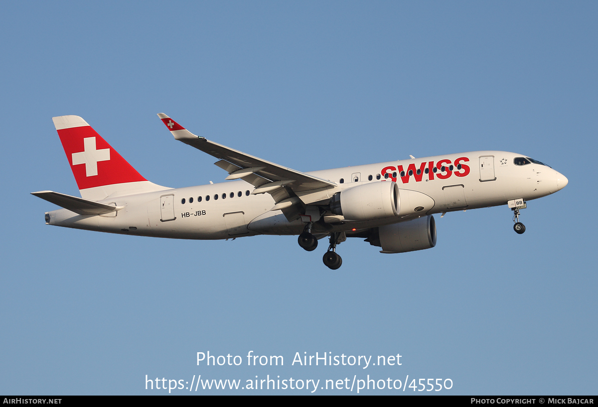 Aircraft Photo of HB-JBB | Bombardier CSeries CS100 (BD-500-1A10) | Swiss International Air Lines | AirHistory.net #45550