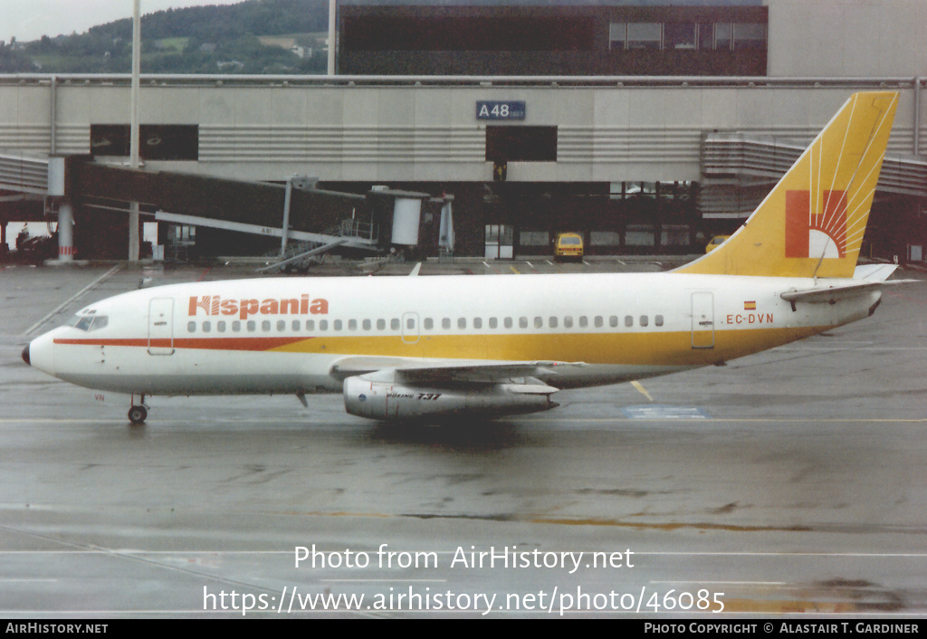 Aircraft Photo of EC-DVN | Boeing 737-2K2/Adv | Hispania Líneas Aéreas | AirHistory.net #46085