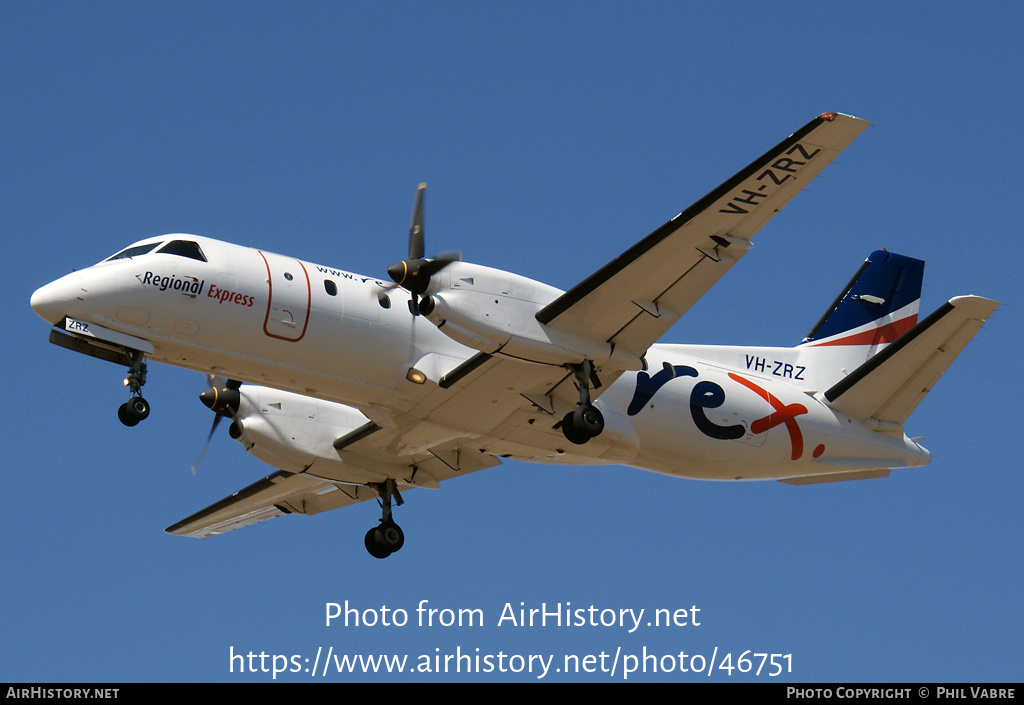 Aircraft Photo of VH-ZRZ | Saab 340B/Plus | REX - Regional Express | AirHistory.net #46751