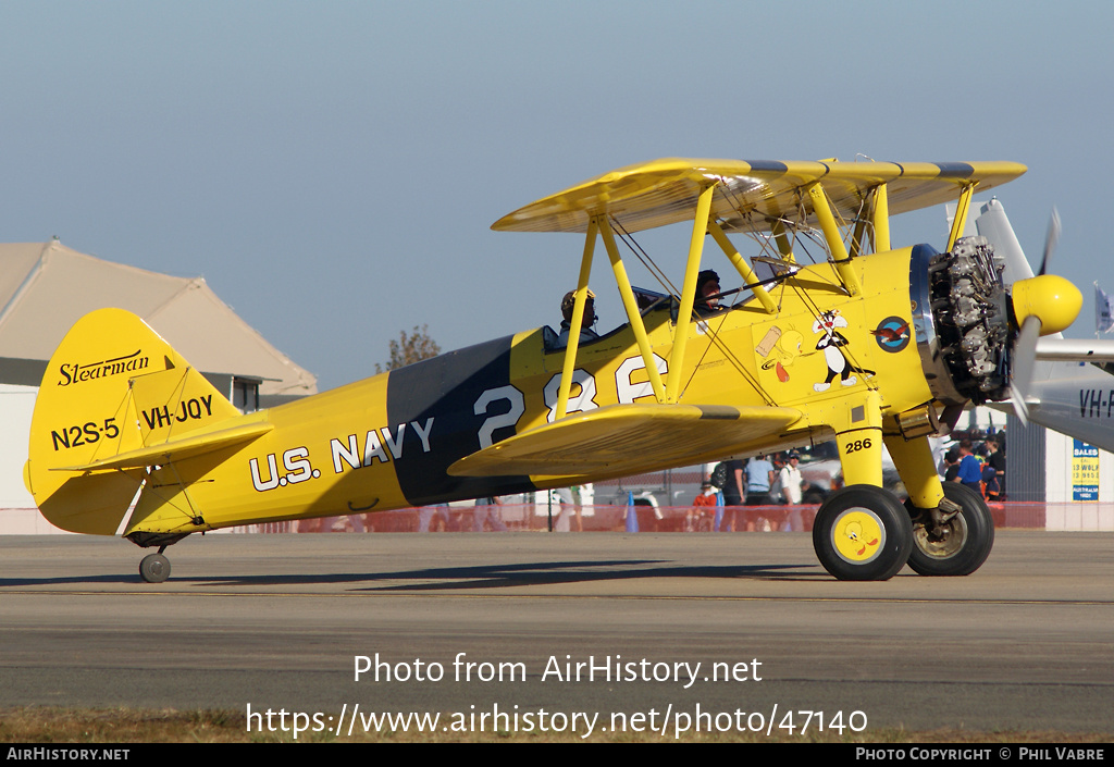 Aircraft Photo of VH-JQY | Boeing PT-13D Kaydet (E75) | USA - Navy | AirHistory.net #47140