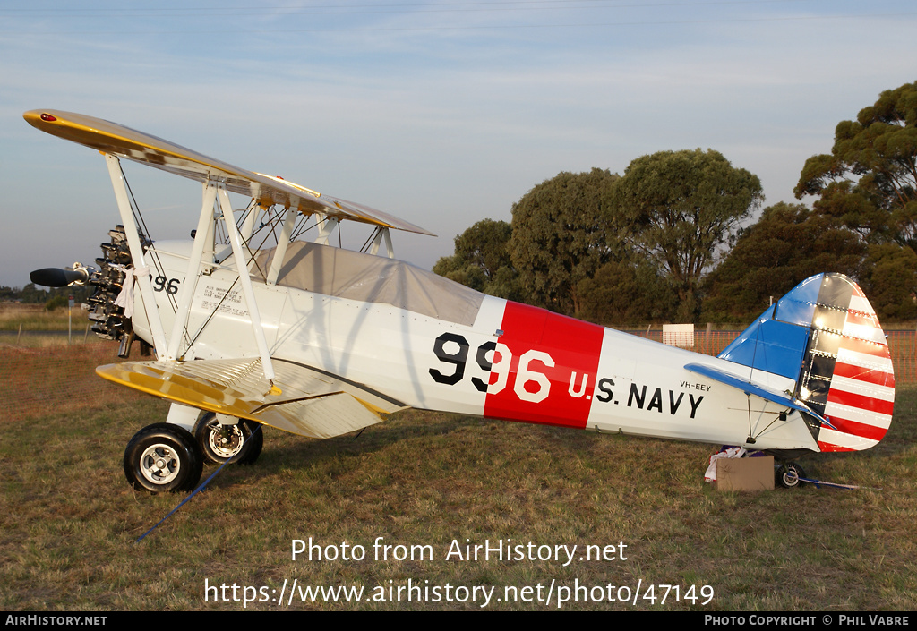 Aircraft Photo of VH-EEY | Boeing PT-17/L300 Kaydet (A75N1) | USA - Navy | AirHistory.net #47149