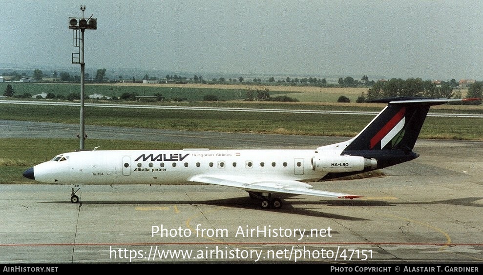 Aircraft Photo of HA-LBO | Tupolev Tu-134A | Malév - Hungarian Airlines | AirHistory.net #47151