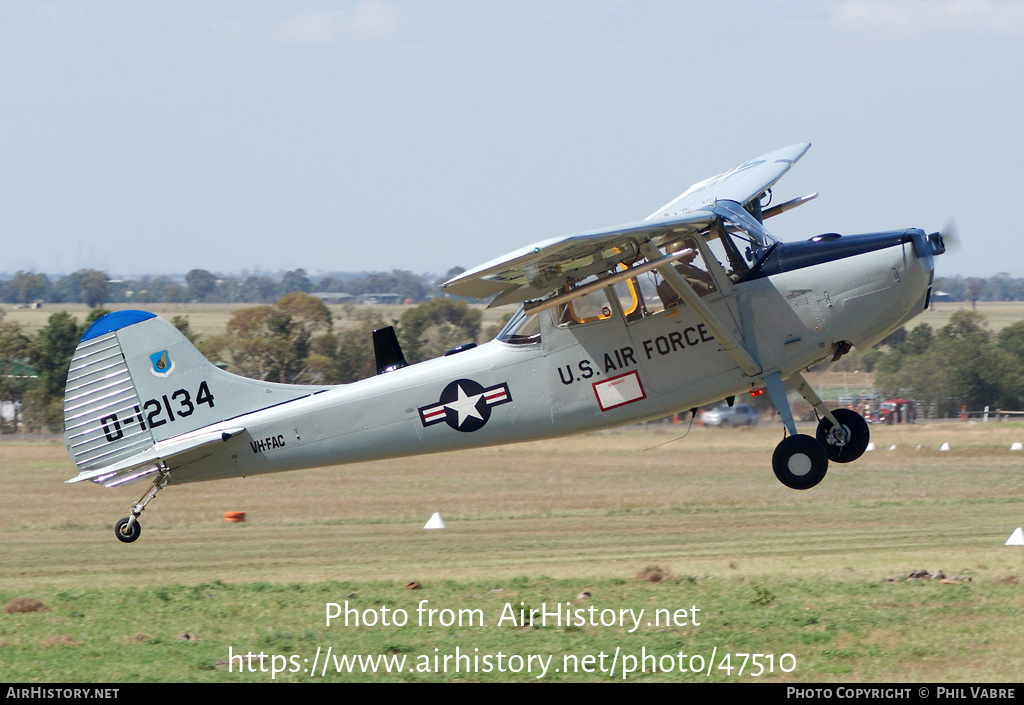 Aircraft Photo of VH-FAC / 0-12134 | Cessna O-1G Bird Dog | USA - Air Force | AirHistory.net #47510