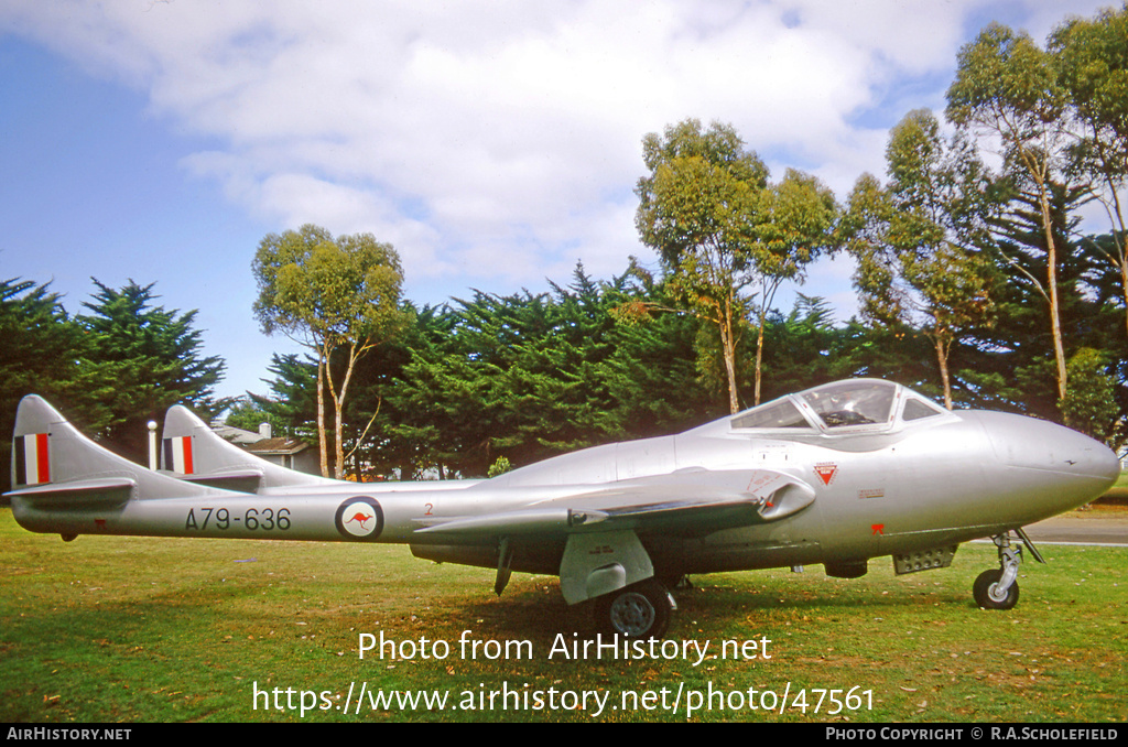 Aircraft Photo of A79-636 | De Havilland D.H. 115 Vampire T35 | Australia - Air Force | AirHistory.net #47561