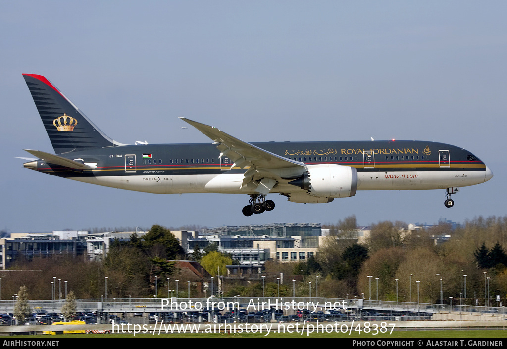 Aircraft Photo of JY-BAA | Boeing 787-8 Dreamliner | Royal Jordanian Airlines | AirHistory.net #48387