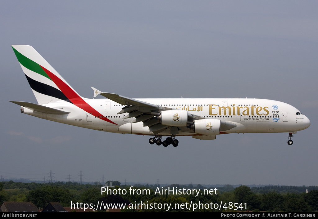 Aircraft Photo of A6-EEC | Airbus A380-861 | Emirates | AirHistory.net #48541