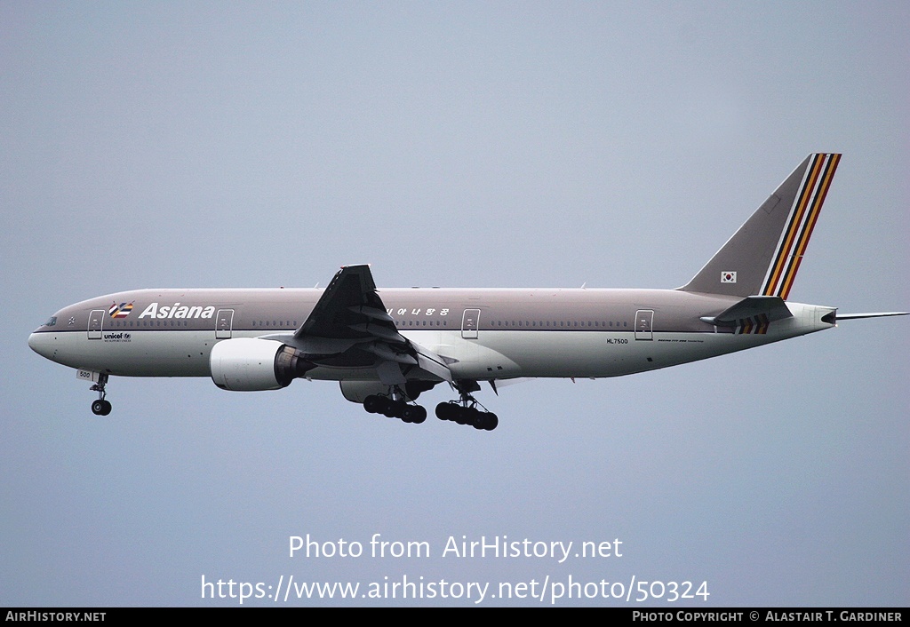 Aircraft Photo of HL7500 | Boeing 777-28E/ER | Asiana Airlines | AirHistory.net #50324