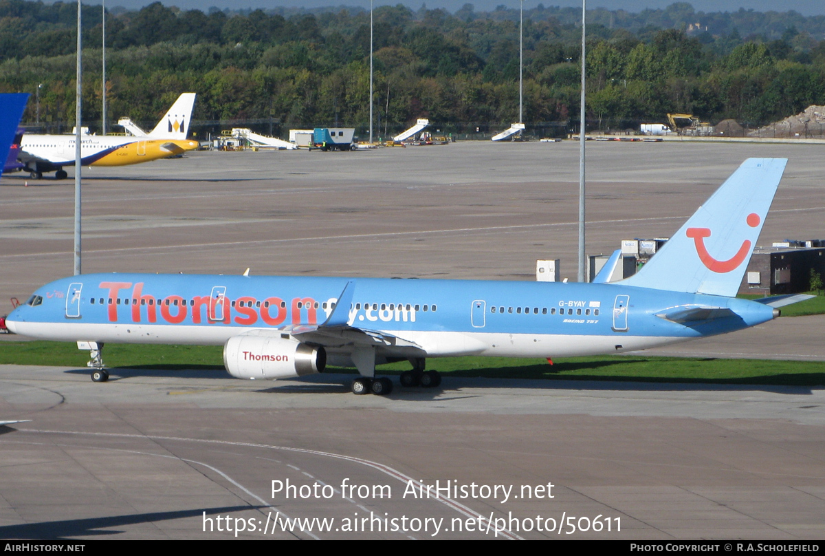 Aircraft Photo of G-BYAY | Boeing 757-204 | Thomsonfly | AirHistory.net #50611