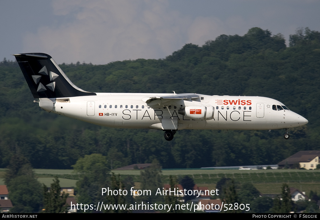 Aircraft Photo of HB-IYV | BAE Systems Avro 146-RJ100 | Swiss International Air Lines | AirHistory.net #52805